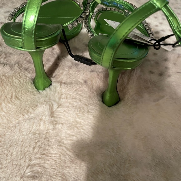 NWT Zara RHINESTONE METALLIC HEELED SANDALS - Picture 9 of 9